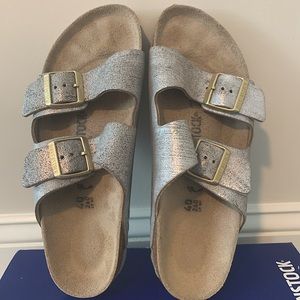Birkenstock Arizona Metallic Blue Silver